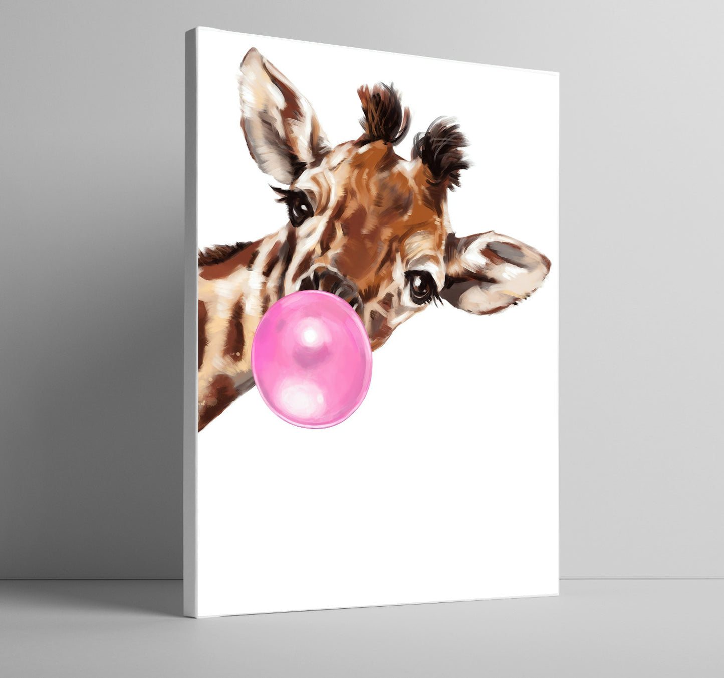 Giraffe with bubble gum